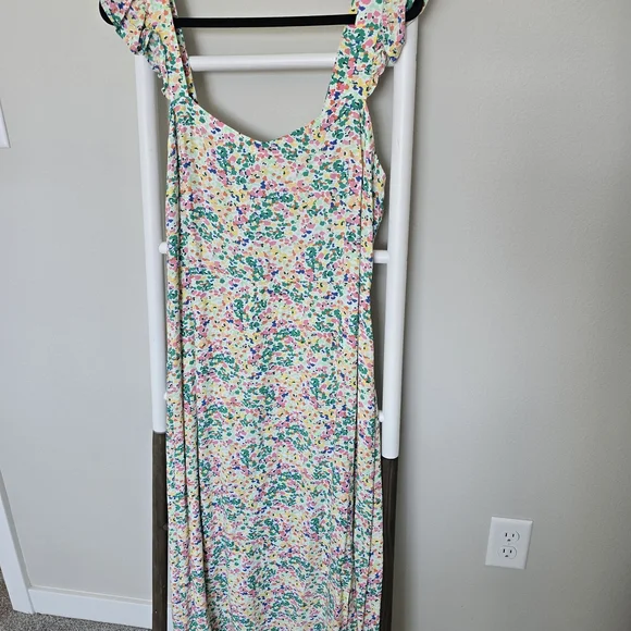 LOFT Multicolor Confetti Midi Dress Size 12 Casual Feminine Boho Spring Summer - Picture 3 of 7
